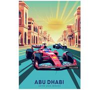 ABU DHABI - Retro Formula 1 Poster A4 Size Vintage Car Racing Wall Art Gift for Men Office Garage Decor for F1 and Motorsport Lovers