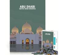 Abu Dhabi UAE Poster Art Jigsaw for Teenagers1000 Pieces Calm Game Bright Color Fun Challenge Christmas Surprise (50x75cm)