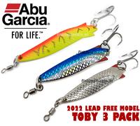 Abu Garcia Spoon Fishing Lure Toby - 28g 90mm - Classic Flashing Wobble - 3 Pack Multicolor