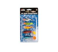 Abu Garcia Jig Shad Assortment - Pre-Rigged Shad Jigs for Perch and Trout Fishing - Easy-to-Use Soft Lure Kit, Assorted Varied, multi-colord
