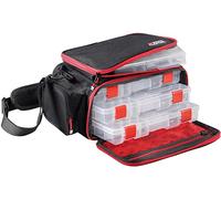 Abu Garcia Lure Fishing Bag Mobile - With Tackle Boxes to store Crankbait, Soft Bait, Jerkbait, Swimbait, Spinner, Spoon - Pike, Perch, Zander Fishing, Black, Grey, Red