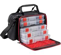Abu Garcia Lure Fishing Bag - With Tackle Boxes to store Crankbait, Soft Bait, Jerkbait, Swimbait, Spinner, Spoon - Pike, Perch, Zander Fishing, Black, Grey, Red