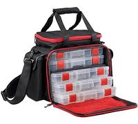 Abu Garcia Lure Fishing Bag - With Tackle Boxes to store Crankbait, Soft Bait, Jerkbait, Swimbait, Spinner, Spoon - Pike, Perch, Zander Fishing, Black, Grey, Red