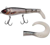 Abu Garcia Svartzonker McHybrid, Fishing Hook, Hard Lures, Predator Fishing, Pike, Bait Supplied with Paddle Tail and Curl TailUnisex, Real Roach, 100g | 200mm