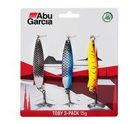 Abu Garcia Toby Spoon Fishing Lures - 3 Pack - Classic Flashing Wobble Spoon Bait for Salmon, Sea Trout, Trout, Bass, Pollack, Mackerel