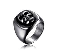 ABUAMO Solid Stainless Steel Skull Ring for Men Gothic Punk Jewelry Gift, Metal, No Gemstone