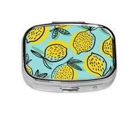 Abucaky Yellow Lemon Fruit,Meta Pill Box 2 Compartment Medicine Case,Portable Organizer,Rectangle Meta Portable Organizer Pill Box 874 Compartment Medicine Case