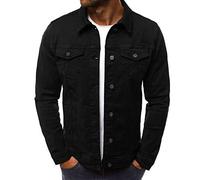 ABUCIYO Mens Jackets and Coats Jean Jacket Men Denim Jackets Turn-Down Collar Jacket (Black,L)
