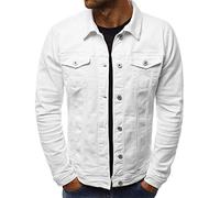 ABUCIYO Mens Jackets and Coats Jean Jacket Men Denim Jackets Turn-Down Collar Jacket (White,XL)
