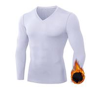 ABUCIYO Winter Thermal Underwear Shirt Men V Neck Fleece Base Layer Sports Tops Thermal Clothing Pajamas Sleepwear