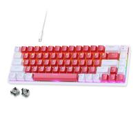 abucow 60% Mechanical Gaming Keyboard, Brown Switch Wired Compact Keyboard with Blue Backlight, Swappable White Red Keycaps, for Windows/Mac