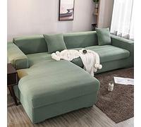 ABUKJM Sofa covers for leather sofa elastic l shape sofa cover corn grain four seasons universal sofa cover dust cover all-Inclusive magic sofa cover, Easy to care,Matcha green,2-seater 140-185cm