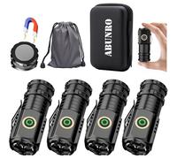 ABUNRO Small Flashlight Rechargeable, with Magnetic Base, Aluminum Mini Flashlight 2550 Lumens 4 Pcs Bright 3 LED Flashlight, 5 Lighting Modes Portable Rechargeable Flashlights Small for Camping Home