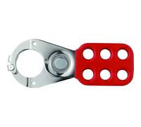 ABUS 33551 1-inch Steel Lock Off Tag Out Hasp with Shackle Clearance and Clamp - Red