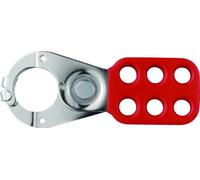 ABUS 33551 1-inch Steel Lock Off Tag Out Hasp with Shackle Clearance and Clamp - Red