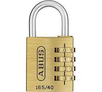 Abus 35020 Combination Padlock 165/40 mm Gold | 4-digit code adjustable without key - for suitcases and lockers - brass body, steel arc, 41 x 77 mm