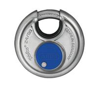 ABUS Discus Padlock 24IB/60 Made of Stainless Steel - with 360° All-Round Protection - for securing in Extreme Weather Conditions - ABUS Security Level 7 - Silver/Blue
