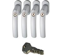 Abus 442582 FG200 S Sb Lockable Window Handle Silver Set 4 Piece