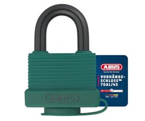 ABUS 50256 70 al/45 Lucchetto in ottone 45 mm con arco in alluminio/protezione speciale verde