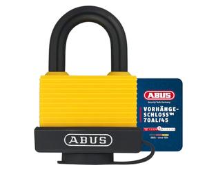 ABUS 50873 Al 70/45 45 mm brass padlock with aluminium handle/extra protection, yellow