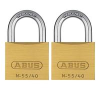 ABUS Padlock Brass 55/40 - Set of 2, keyed Alike - for Doors, Gates, cabinets, Bags, suitcases and Much More. - Brass Lock Body - Hardened Steel Shackle