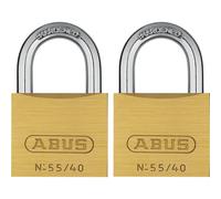 ABUS Padlock Brass 55/40 - Set of 2, keyed Alike - for Doors, Gates, cabinets, Bags, suitcases and Much More. - Brass Lock Body - Hardened Steel Shackle