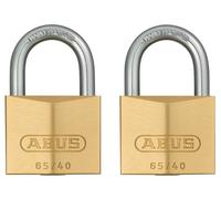 ABUS Padlock Brass Lock 65/40 - Set of 2, keyed Alike - for Basement, Locker, Garage, Shed and Much More - Brass Body - Hardened Steel Shackle - ABUS Security Level 5