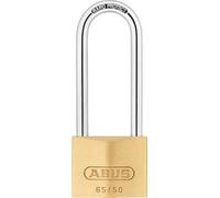 ABUS padlock brass 65/50HB80 with high shackle - basement lock, locker lock, Shed, Garage - brass lock body - hardened steel shackle - ABUS security level 6