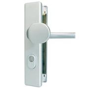 ABUS 84188 Security Door Fitting Type HLZS814 F2 EK | Handle plate outside, pusher inside, steel insert for high tear-off protection, axle spacing 92 mm, square pin 10 mm