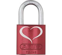 ABUS 9737 72/40 LoveLock 2 Aluminium Padlock, Red, Set of 6 Piece | Aluminium lock including 2 keys, 40 mm lock body with engravable back for names, corrosion-resistant and hardened