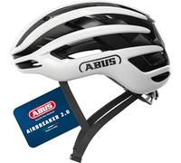 ABUS AirBreaker 2.0 road bike helmet - Lightweight bicycle helmet focusing on ventilation, aerodynamics, safety and comfort for professional cycling - for women and men - Size M, white
