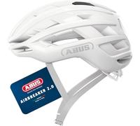 ABUS AirBreaker 2.0 road bike helmet - Lightweight bicycle helmet focusing on ventilation, aerodynamics, safety and comfort for professional cycling - for women and men - Size L, white