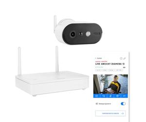 ABUS Battery-Powered Camera Pro PPIC91000 with Base Station, Smart Wireless Security Camera, White Light LED, Person Detection, App Control, 2-Way Audio, No Subscription - White
