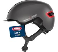 ABUS Urban Helmet HUD-Y - with magnetic, rechargeable LED rear light & magnetic fastener - Cool bike helmet for everyday use - for men and women