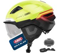ABUS HYP-E B.LACE bicycle helmet - with front, rear and flashing lights and wireless brake light - with visor and ear protectors - for bicycles, e-bikes and S-pedelecs - size S, grey