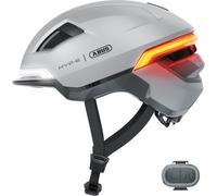 ABUS Bicycle Helmet HYP-E - Helmet with Front Light, Size M, Silver