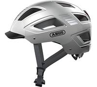 ABUS Bike Helmet with Light - Hyban 2.0 LED, Silver Glossy, Size L