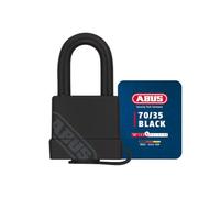 ABUS brass padlock 70/35 - weatherproof - brass lock body - impact-resistant plastic casing - ABUS security level 4 - black