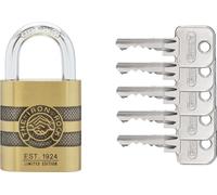 ABUS Brass Padlock 83/45 Iron Rock Anniversary Lock with 5 Keys vs. Hardened Steel Shackle, Nano Protect, Weatherproof, Level 8