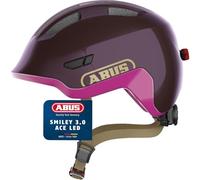 ABUS Smiley 3.0 ACE LED kids helmet - bike helmet with light - deep fit & room for a ponytail - for girls and boys - purple, size S