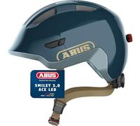 ABUS Smiley 3.0 ACE LED kids helmet - bike helmet with light - deep fit & room for a ponytail - for girls and boys - blue, size S