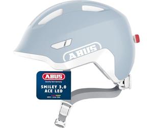 ABUS children's helmet Smiley 3.0 ACE LED - bike helmet with light - deep fit & space for a pigtail - for girls and boys