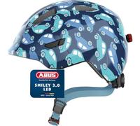 ABUS children's helmet Smiley 3.0 LED - bike helmet with light - deep fit & space for a pigtail - for girls and boys