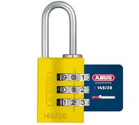 ABUS Combination Lock 145/20 – Aluminium 20mm, Adjustable Code, Security Level 3, Yellow