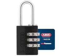 ABUS Combination Lock 145/20 Black - Solid Aluminium Padlock - With Individually Adjustable Numeric Code - 34599 - Security Level 3