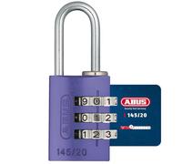 ABUS Combination Lock 145/20 Purple - Aluminium Padlock, 3-Digit Code