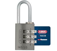 ABUS Combination Lock 145/20 Titanium - Luggage Lock, Locker Lock and Much More. - Aluminium Padlock - Individually Adjustable Numerical Code - ABUS Security Level 3