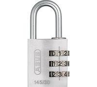 ABUS Combination Lock 145/30 Silver - Luggage Lock, Locker Lock and Much More. - Aluminium Padlock - Individually Adjustable Numerical Code - ABUS Security Level 3