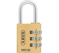 ABUS Combination Lock 165/30-3-Digit Code, Brass Body, Security Level 3 | Adjustable combination, spring-loaded steel shackle - ideal for bags, suitcases & lockers, everyday travel use