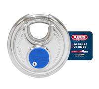 ABUS Discus padlock 24IB/70 made of stainless steel - with 360° all-round protection - for securing in extreme weather conditions - ABUS security level 8 - silver/blue